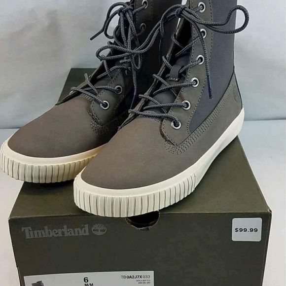 NEW Timberland Women's Skyla Bay Gray Fleece Fold Down Snow Boots Sz 6 M - Picture 1 of 6